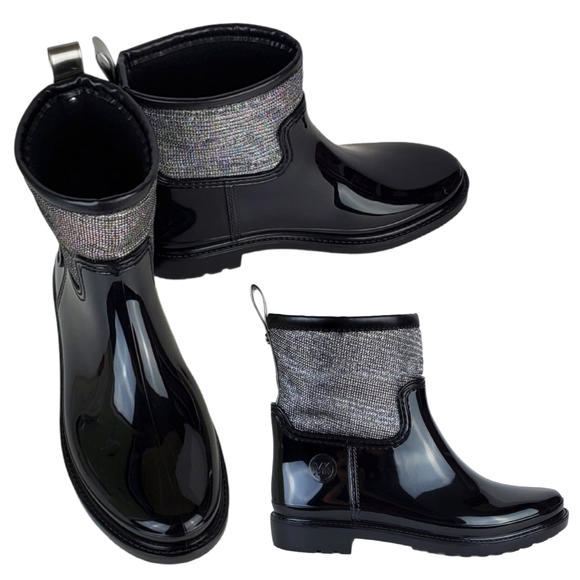 New Michael Kors blakely mesh rain boots black pull on winter outdoor casual - Picture 2 of 13